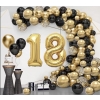 Zestaw balonów foliowych dekoracja na urodziny hel złoty cyfra 18